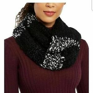 INC Mixed Yarns Loop Knit Scarf Black One Size
